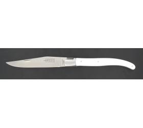 Laguiole 12 cm - Manche Blanc et Noir - Ressort guilloché - 1 mitre