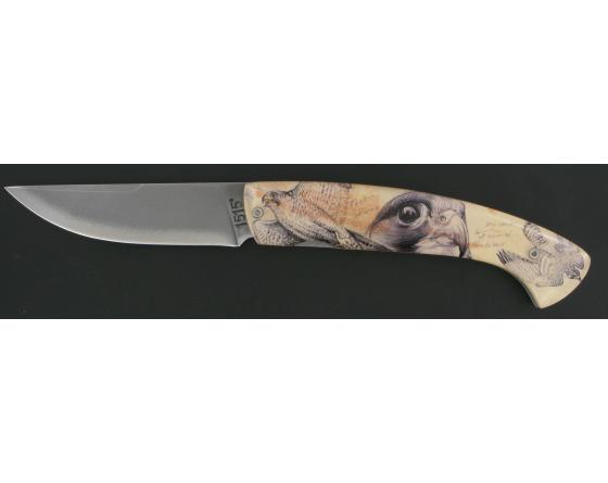 Couteau pliant "PLUME" argent décor Aigle manche alu 